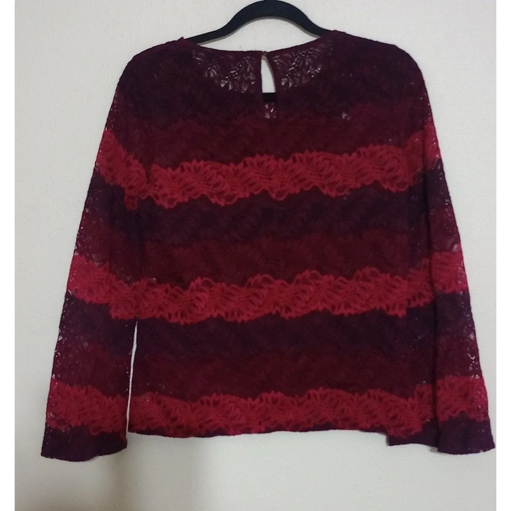 Banana Republic Womens Small Burgundy Pink Floral Lace Keyhole Lined Blouse Top